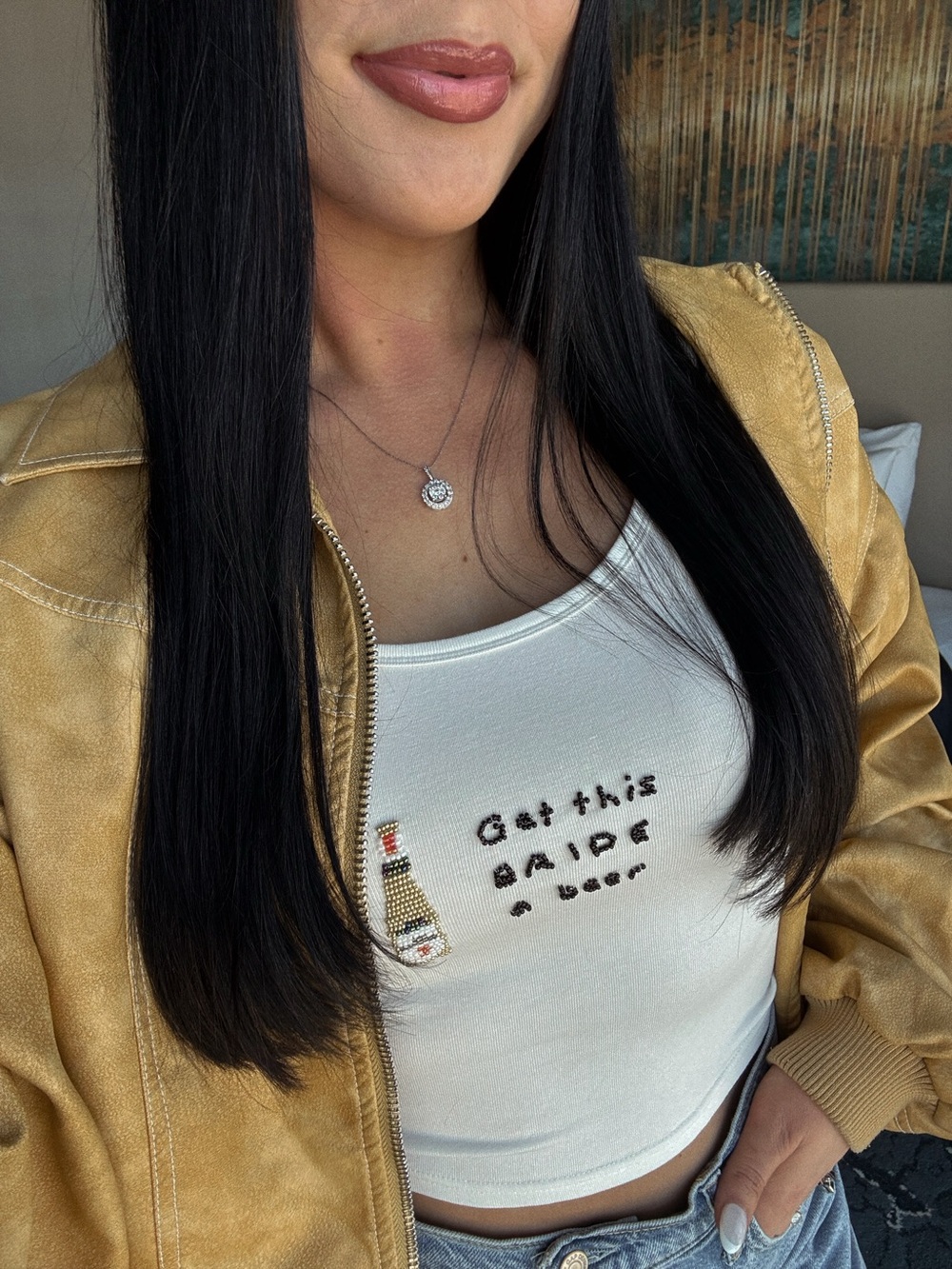 “Get this Bride a Beer” Graphic Crop Tank